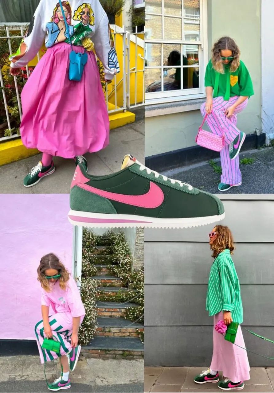 Tênis Nike Cortez Feminino - Verde e Rosa - Foto 4