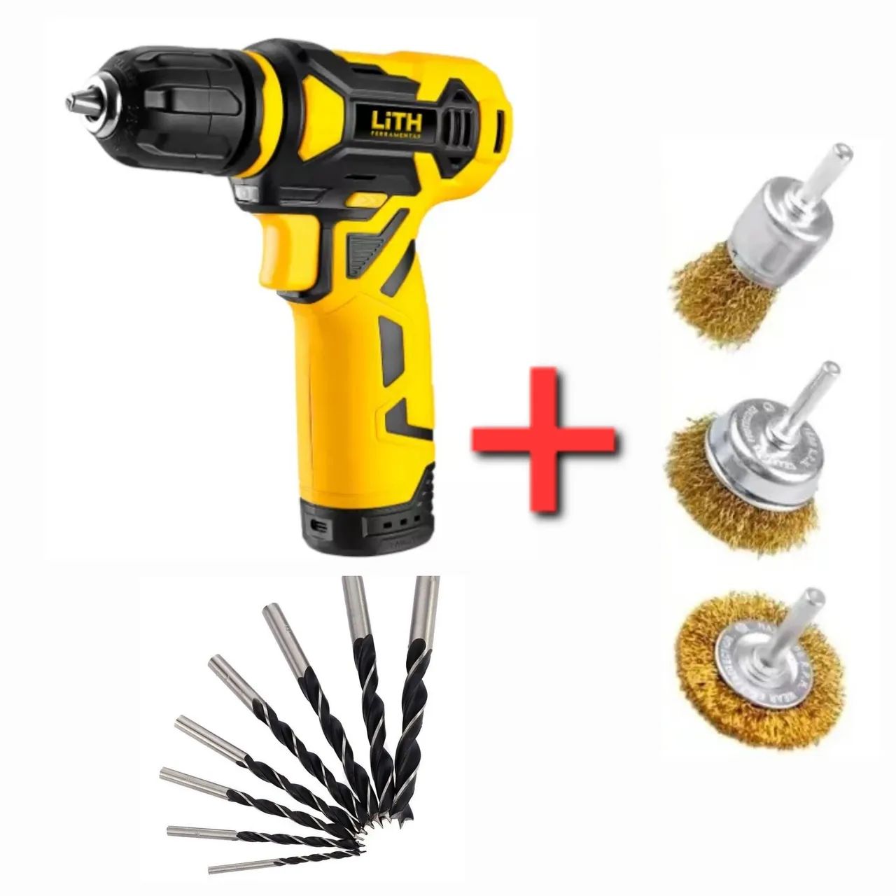 Furadeira Parafusadeira + 7 Brocas + 3 Escovas 64385785078913120
