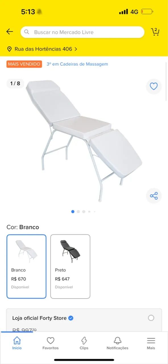 Mesa de Massagem Portátil Reclinável - Branco ou Preto