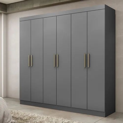 Guarda Roupa De Casal 6 Portas Cinza 