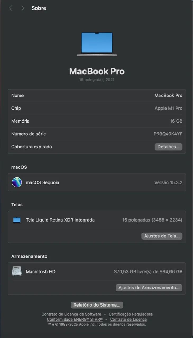 M1 Pro, 16gb de ram, 1tb de SSD de 16? polegadas - Foto 2
