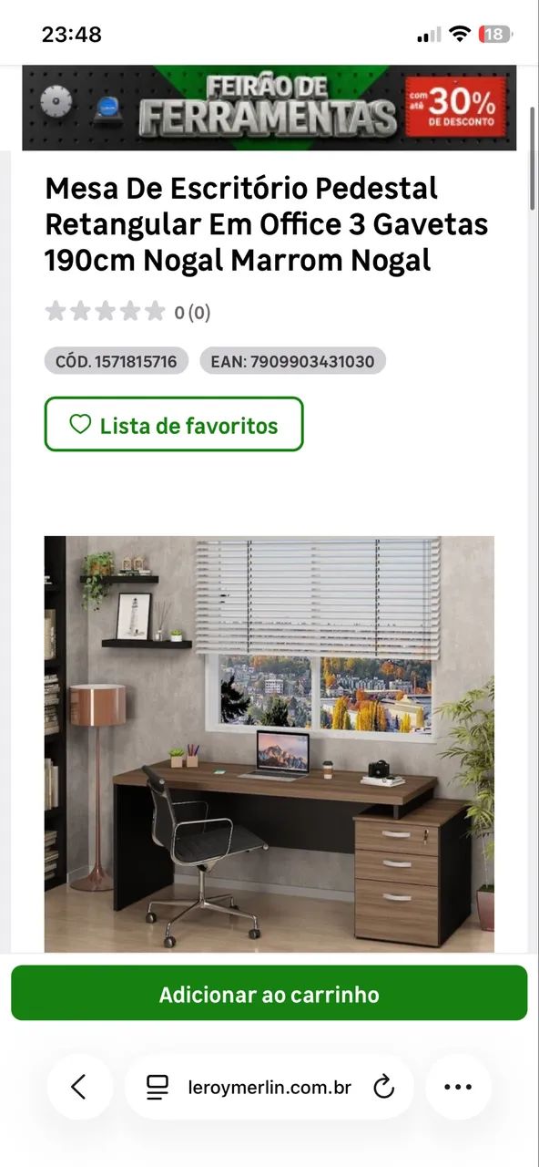Mesa de escritório 180x90