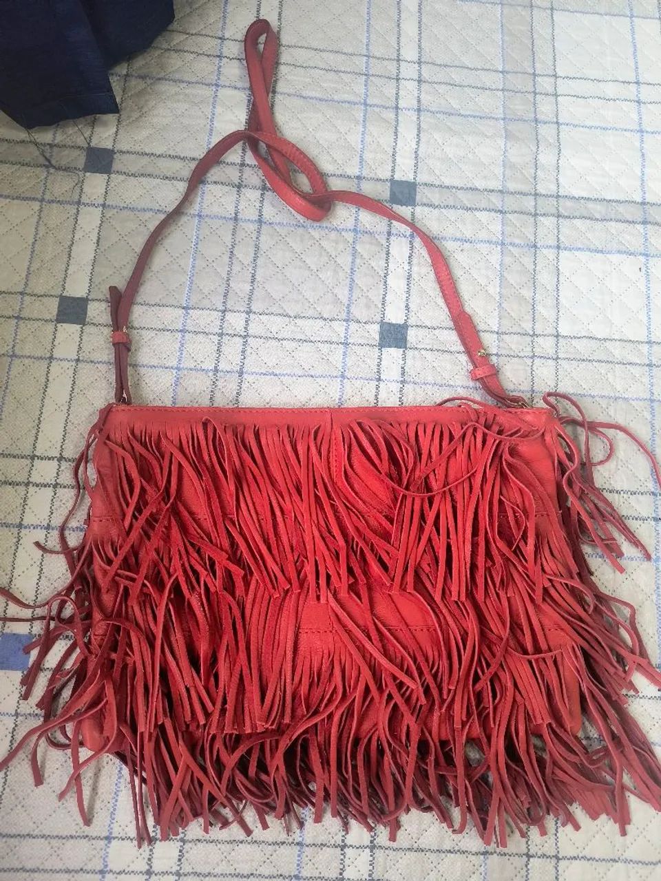 Bolsa de couro vermelha Zara 