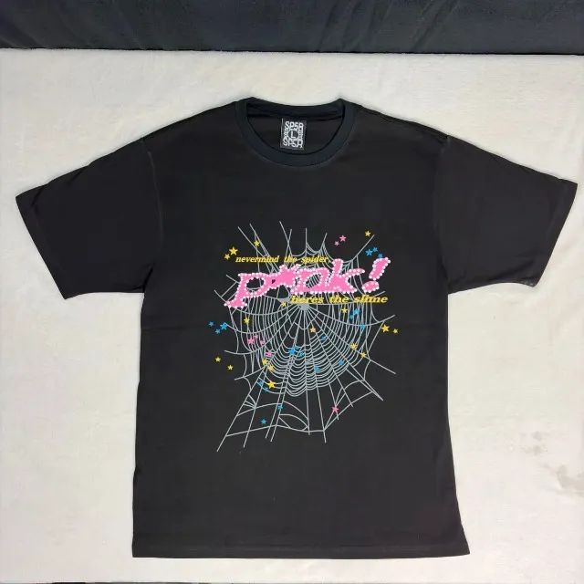 camiseta sp5der pink preta