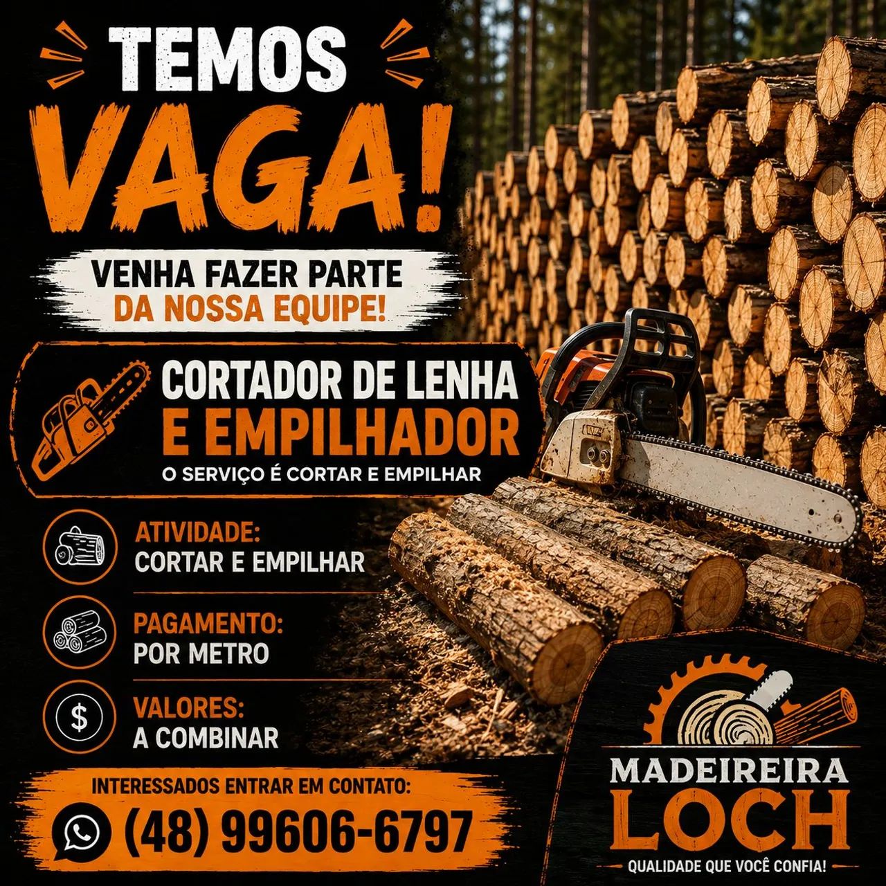 Vaga de emprego para cortador de lenha 
