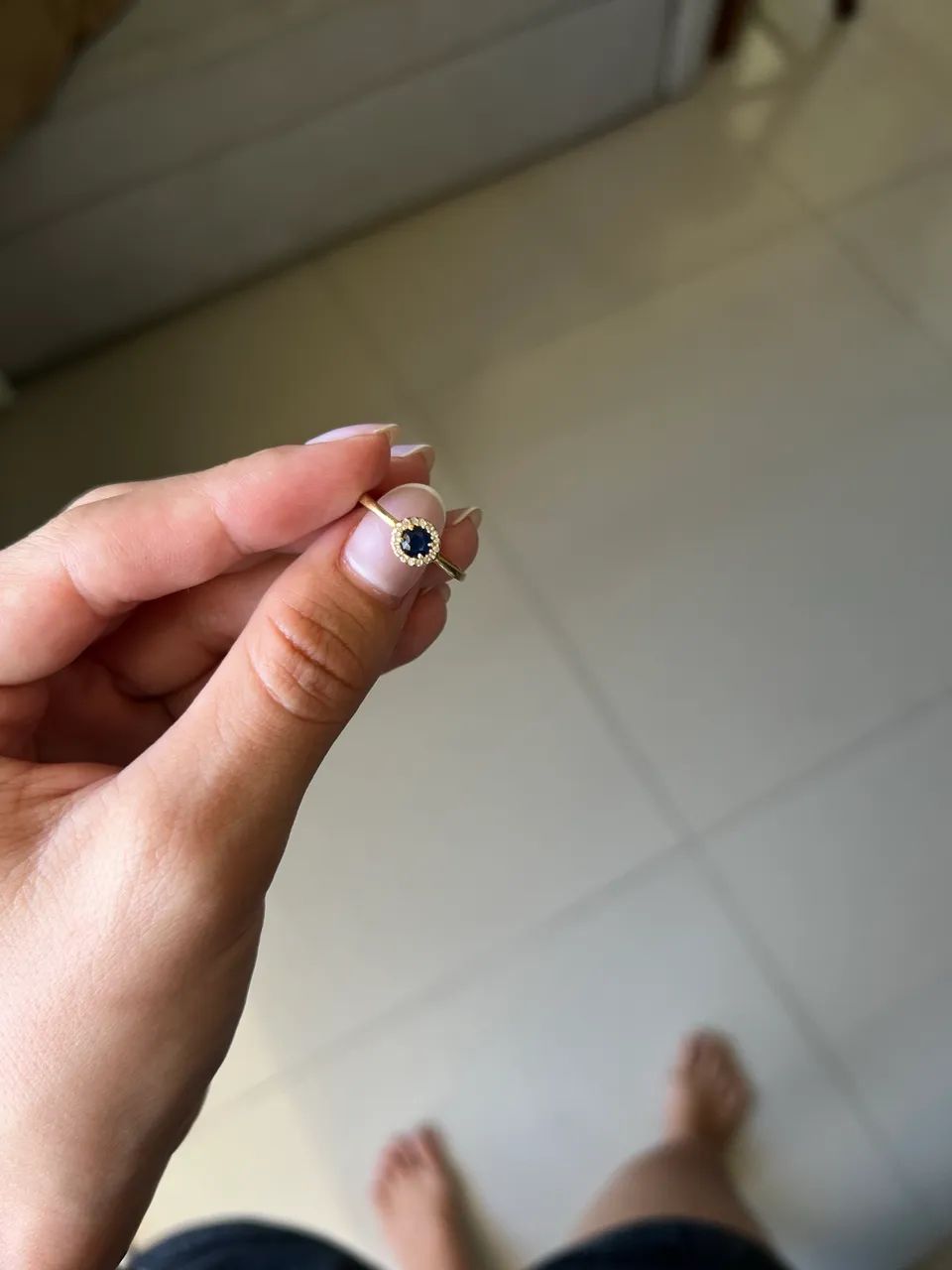 Anel vivara com safira e diamantes - Foto 2