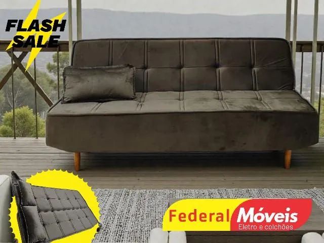 Sofá Cama em Veludo 1,88m D33 - Promoção da Semana!
