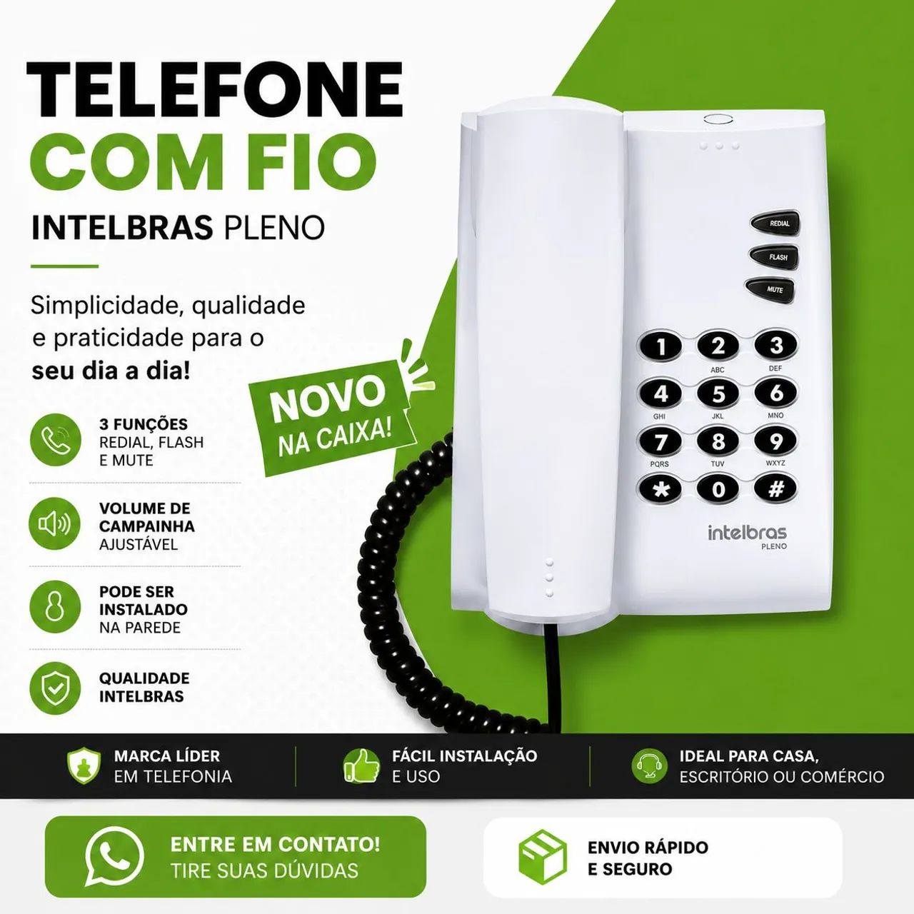 Telefone Intelbras Pleno Cinza