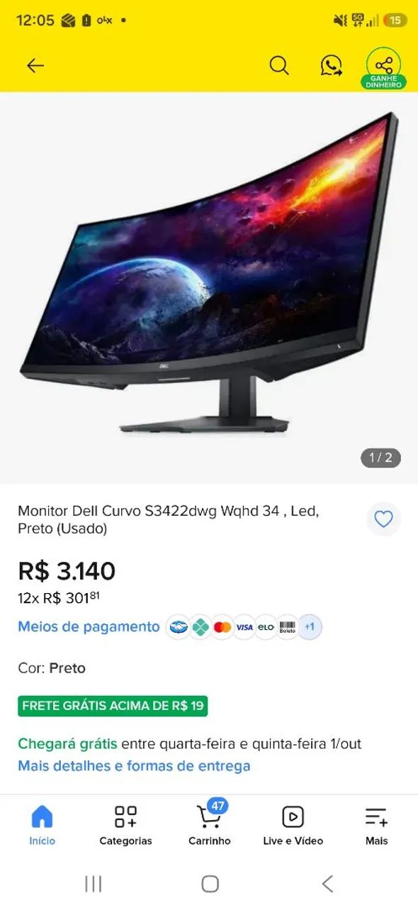 Monitor DELL 34 pegadas curvo - Foto 3