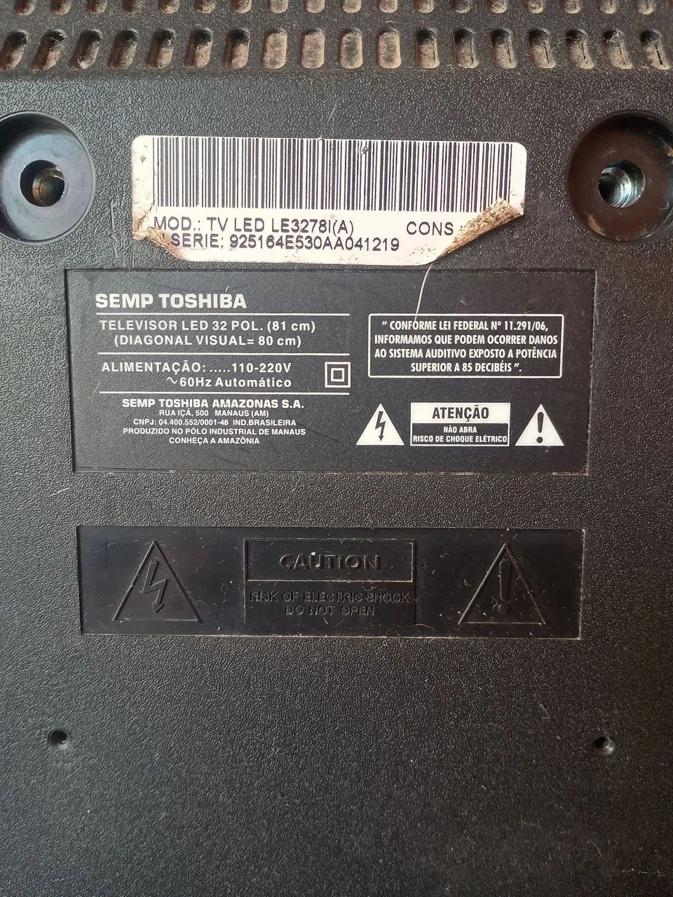 TV Semp 32" (Com Defeito).