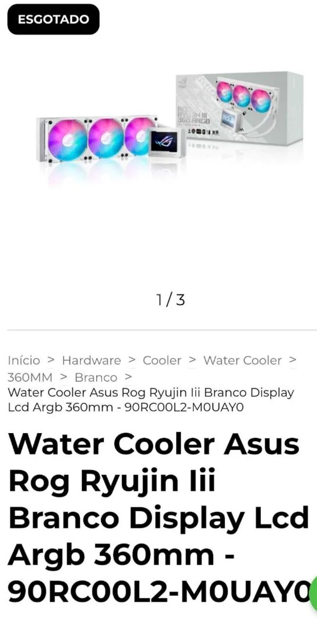 Watercooler Asus Ryujin III 360mm branco 