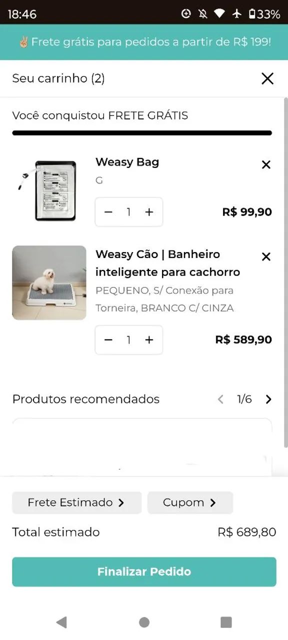 Weasy dog Tam P (50x70) com bag Tam G (1 litro) - Foto 2