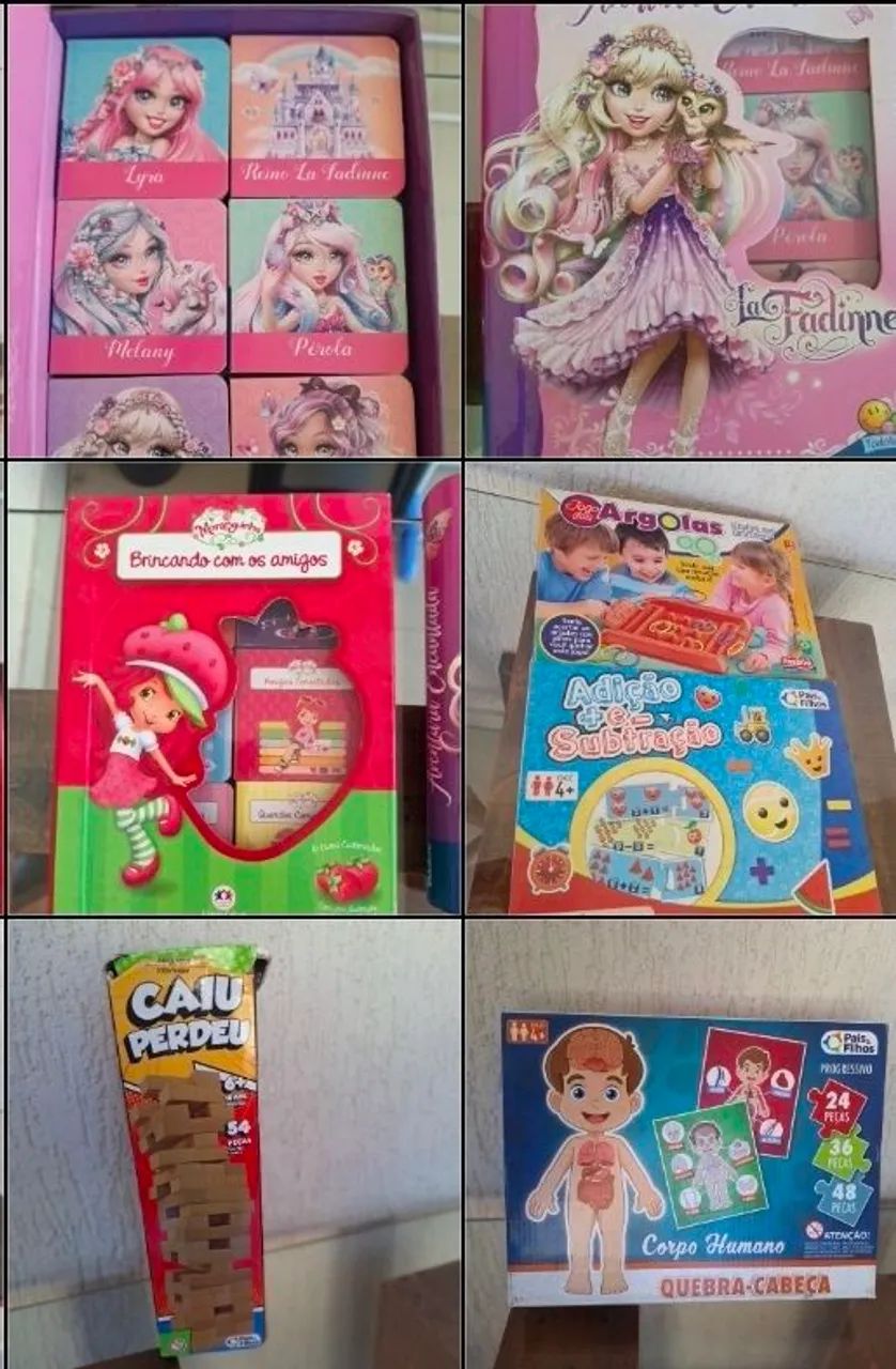 Lote de brinquedos e jogos