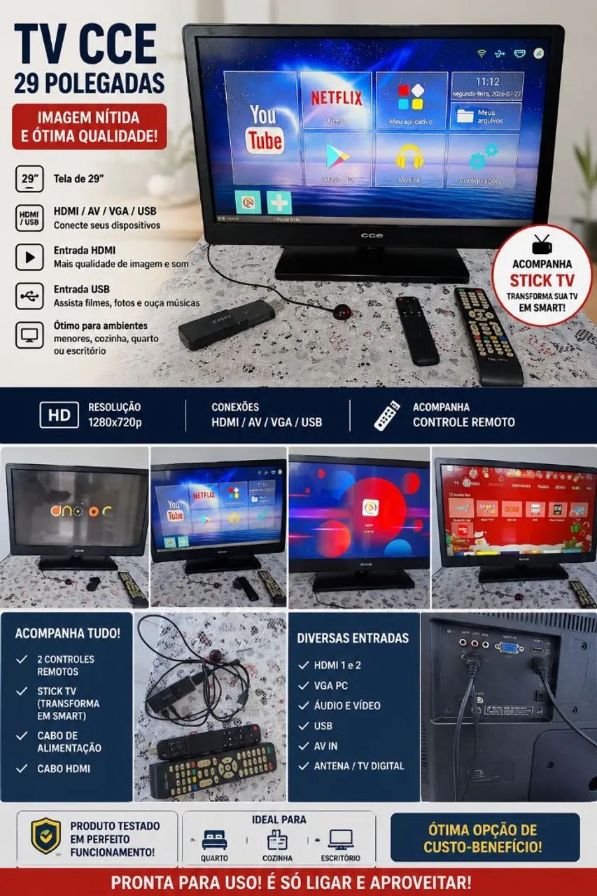 Tv cce 29' usada em perfeito estado