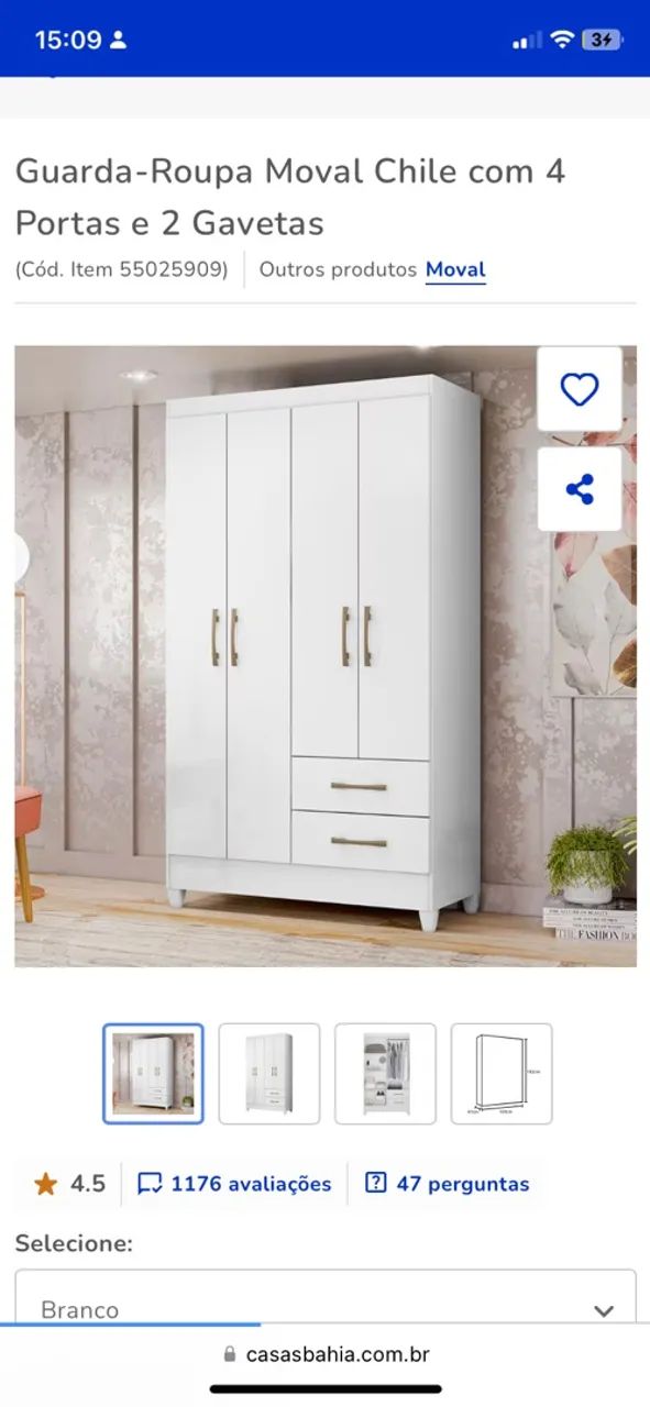 Guarda-roupa 4 portas 2 gavetas - Foto 3