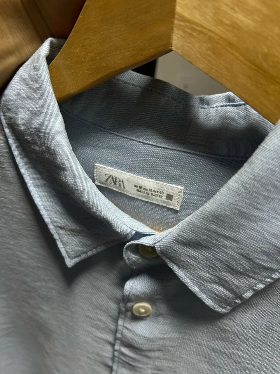 Camisa de linho azul Zara - Foto 3