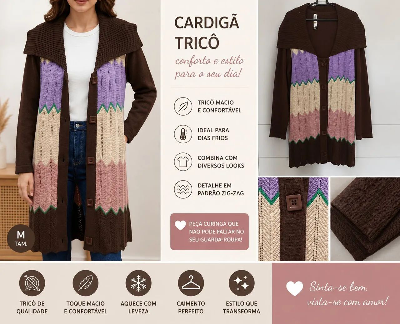 Cardigã de tricô 
