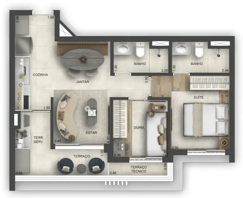 PLANTA 55m²