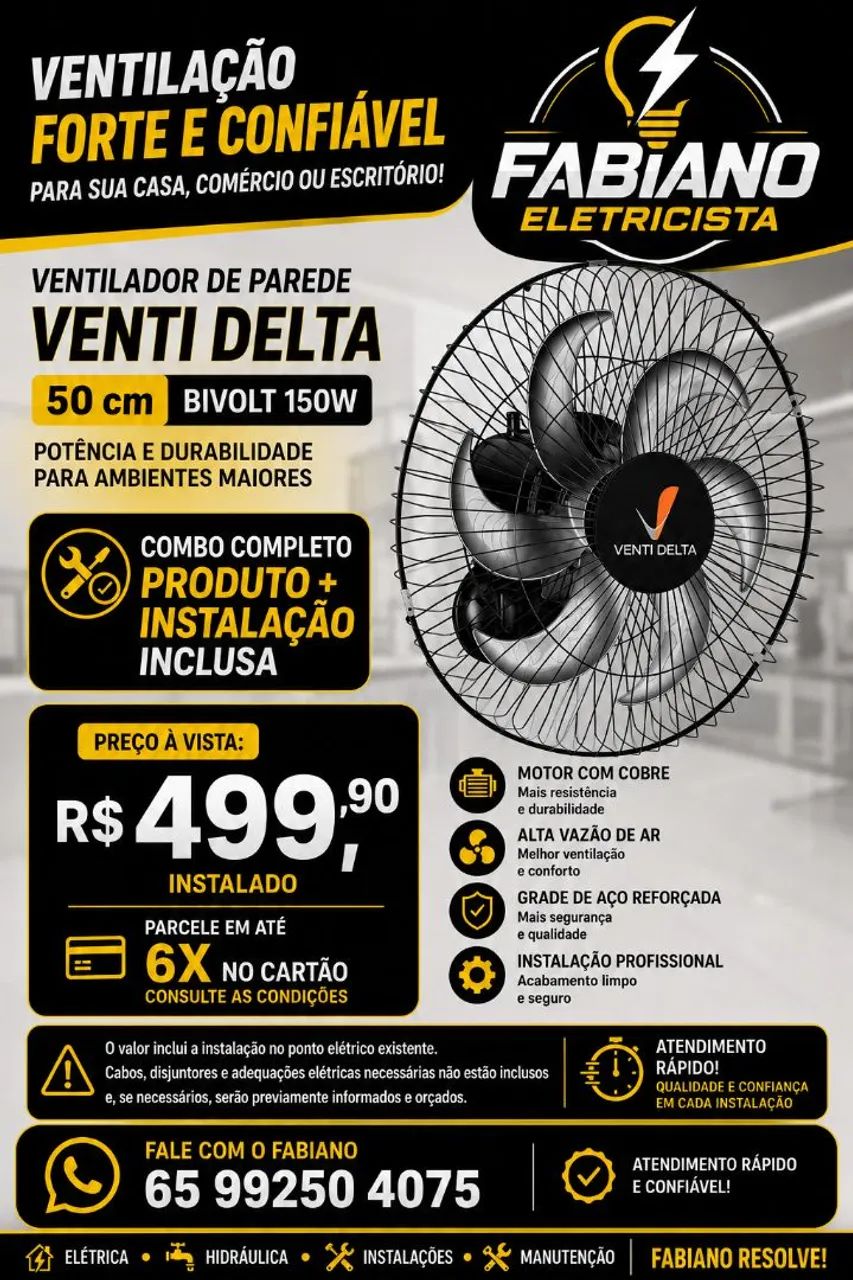 Ventilador de parede + Instalação 