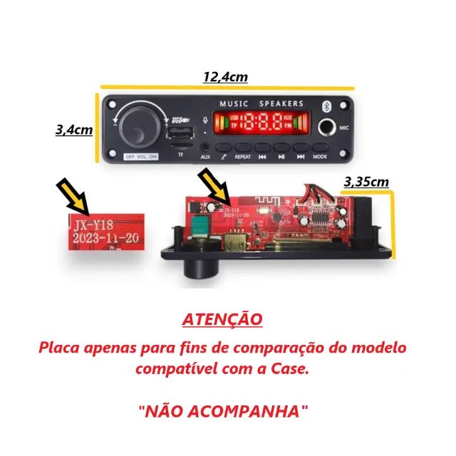 Case Para Placa Bluetooth Amplificada JX-Y18  / USB/TF/FM/MP3  - Foto 2