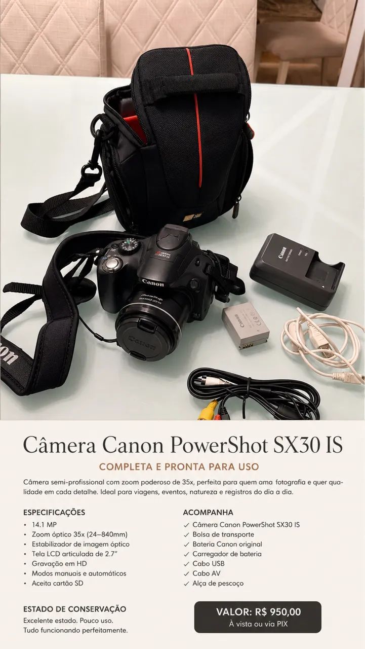 Câmera Canon PowerShot SX30 IS  - Foto 2