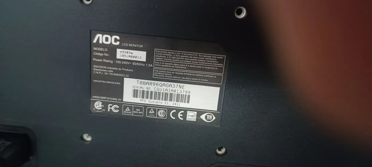 Monitor Aoc e950sw 18.5" vga hd 1366x768 - Foto 2