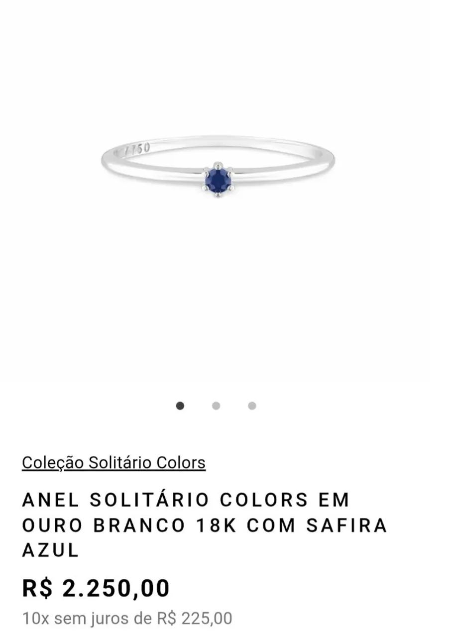 Anel Vivara em Ouro Branco 18K com Safira - Foto 3