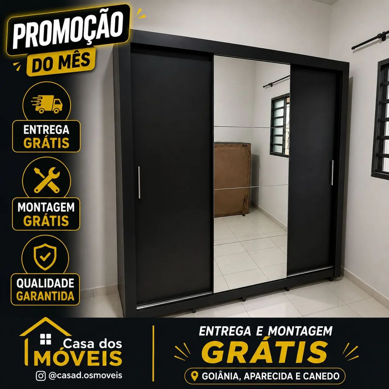 Guarda roupa Clara - Preto 