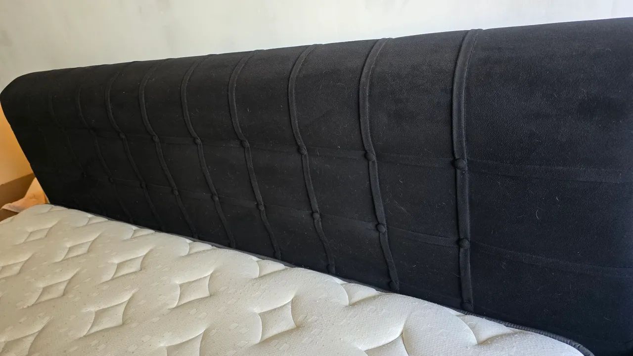 Cabeceira de Cama King Preta - Tecido Macio - Foto 3