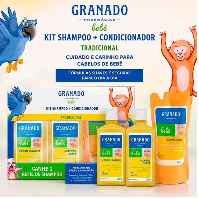 Kit Shampoo, Condicionador + Refil do Shampoo Granado de 250 ml - CM0058 - Foto 5
