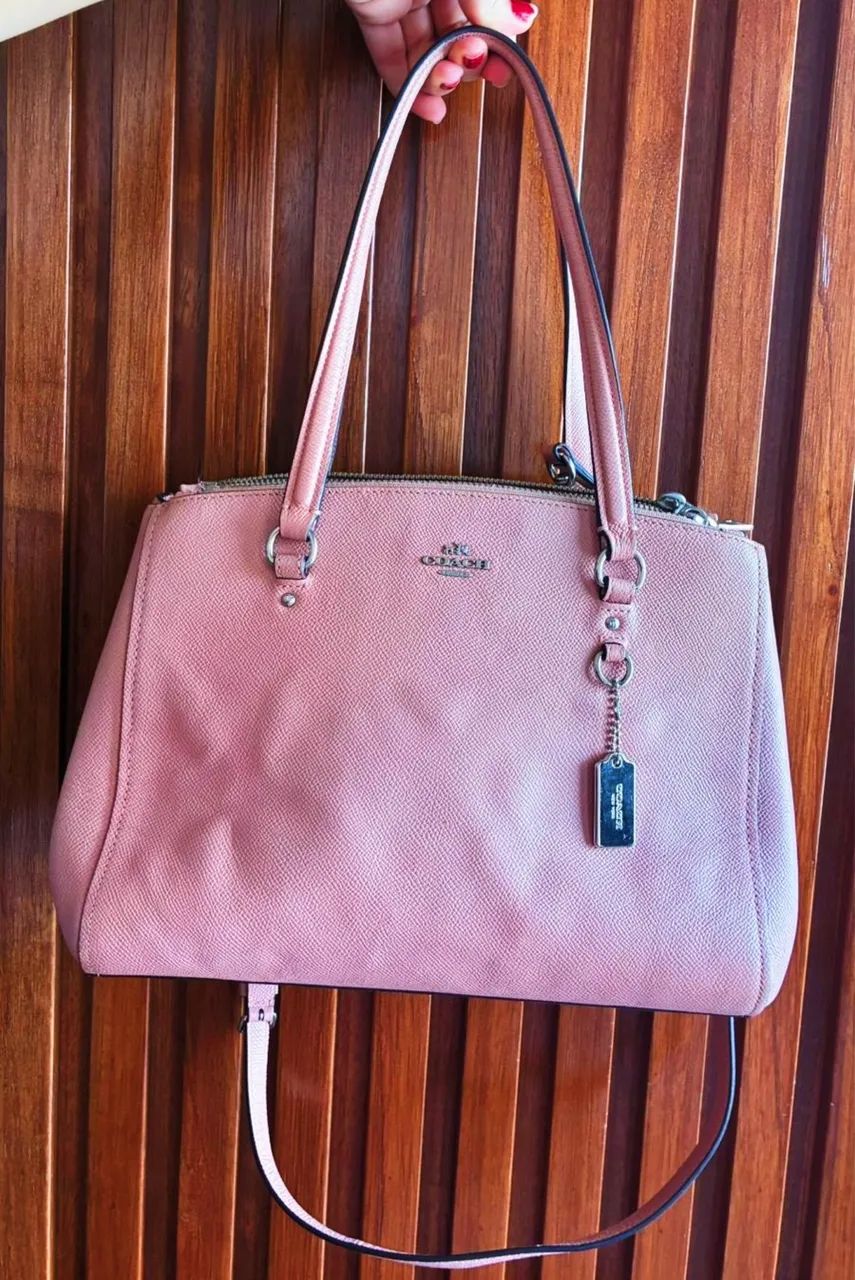 Bolsa Coach original, couro legítimo. rosa - Foto 2