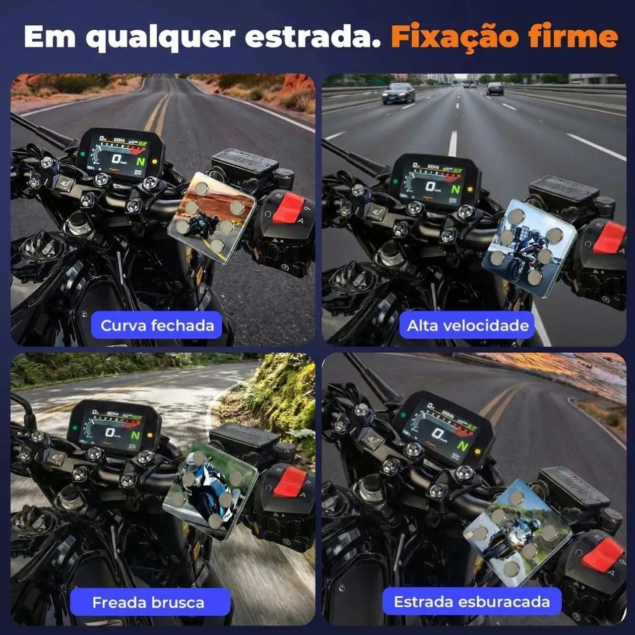 Suporte De Celular Magnético Para Moto 6 Imãs Extra Forte - Foto 4