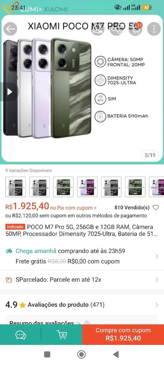 Xiaomi poço M7 pro 5g 12/256gb - Foto 5