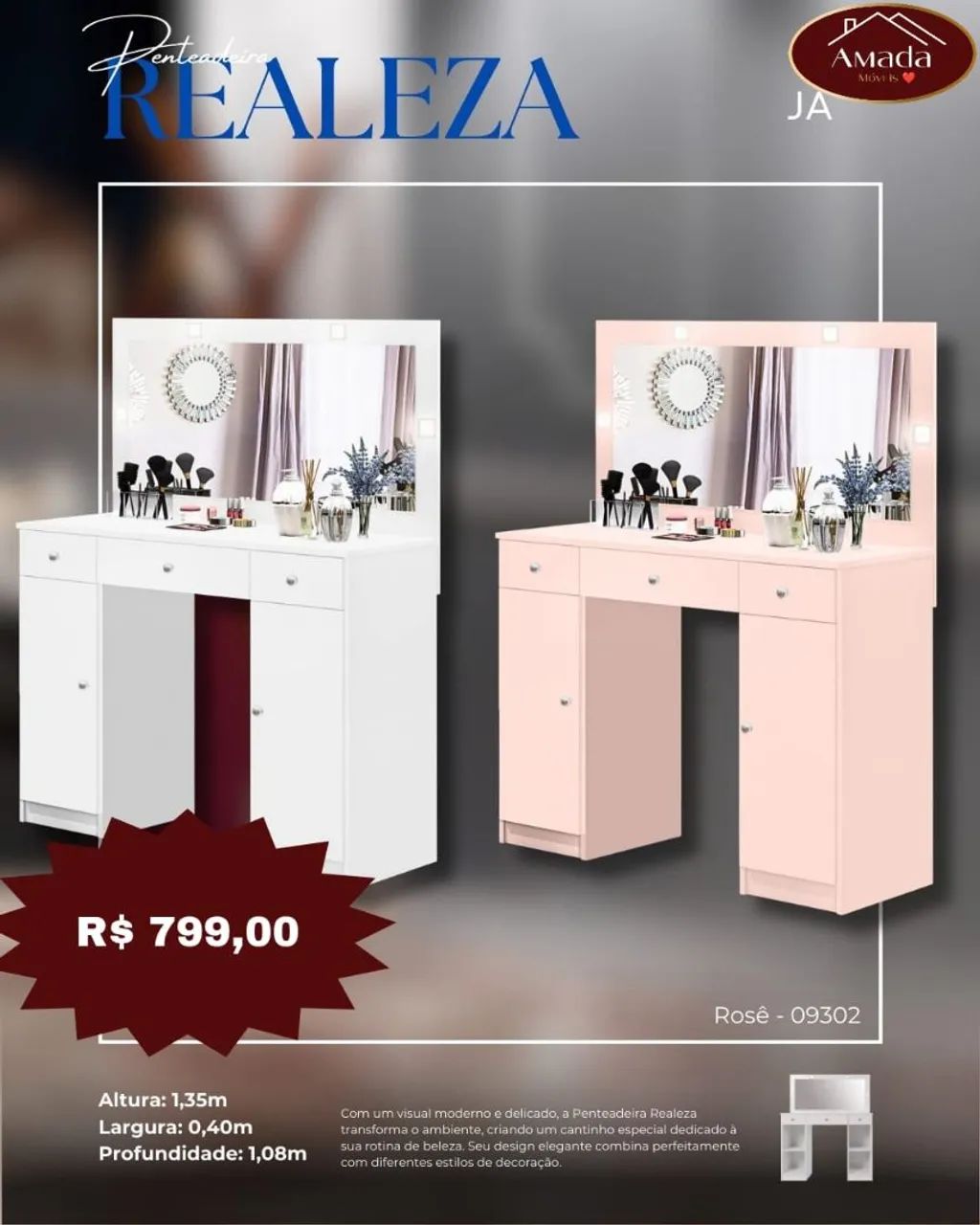 Penteadeira Realeza - à pronta entrega 