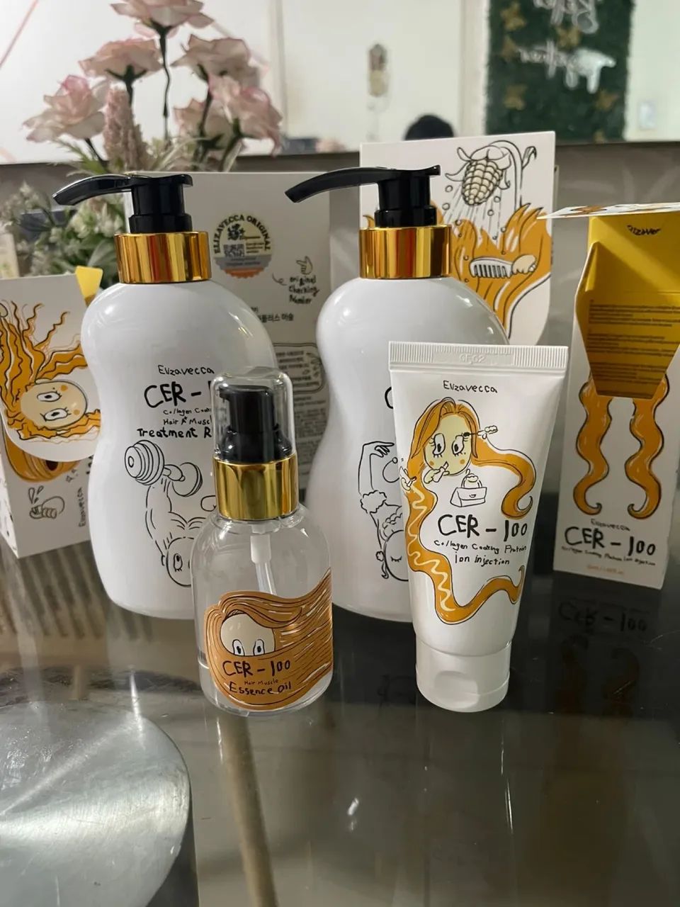 Kit Elizavecca (shampoo, condicionador, proteína e óleo) 
