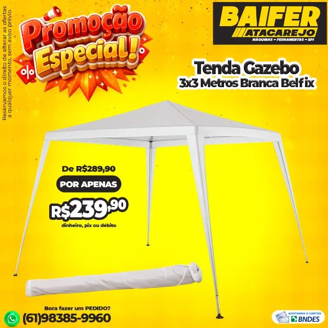 Tenda Gazebo 3x3 Metros Branca Belfix