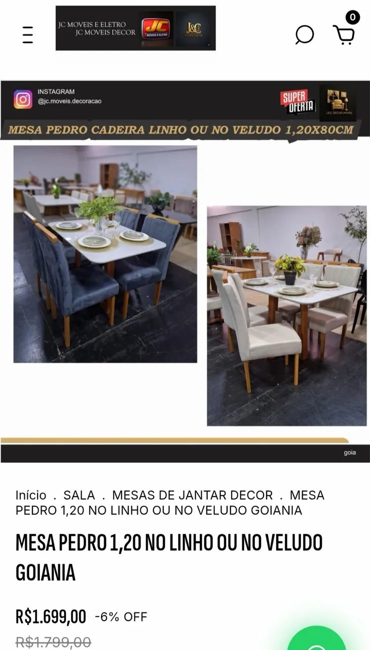 MESA PEDRO DE JANTAR COM 4 CADEIRAS 