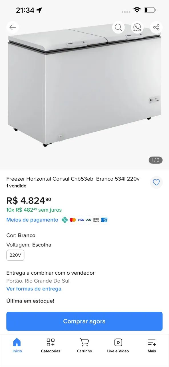Freezer consul 534L
