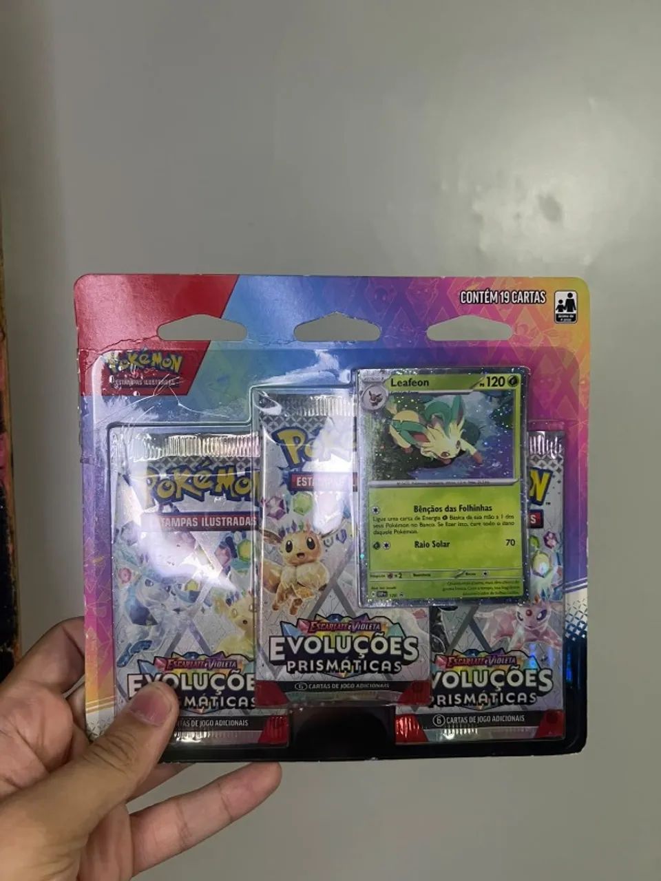 Blister Triplo Escarlate e Violeta 8.5 - Evoluções Prismáticas - Leafeon