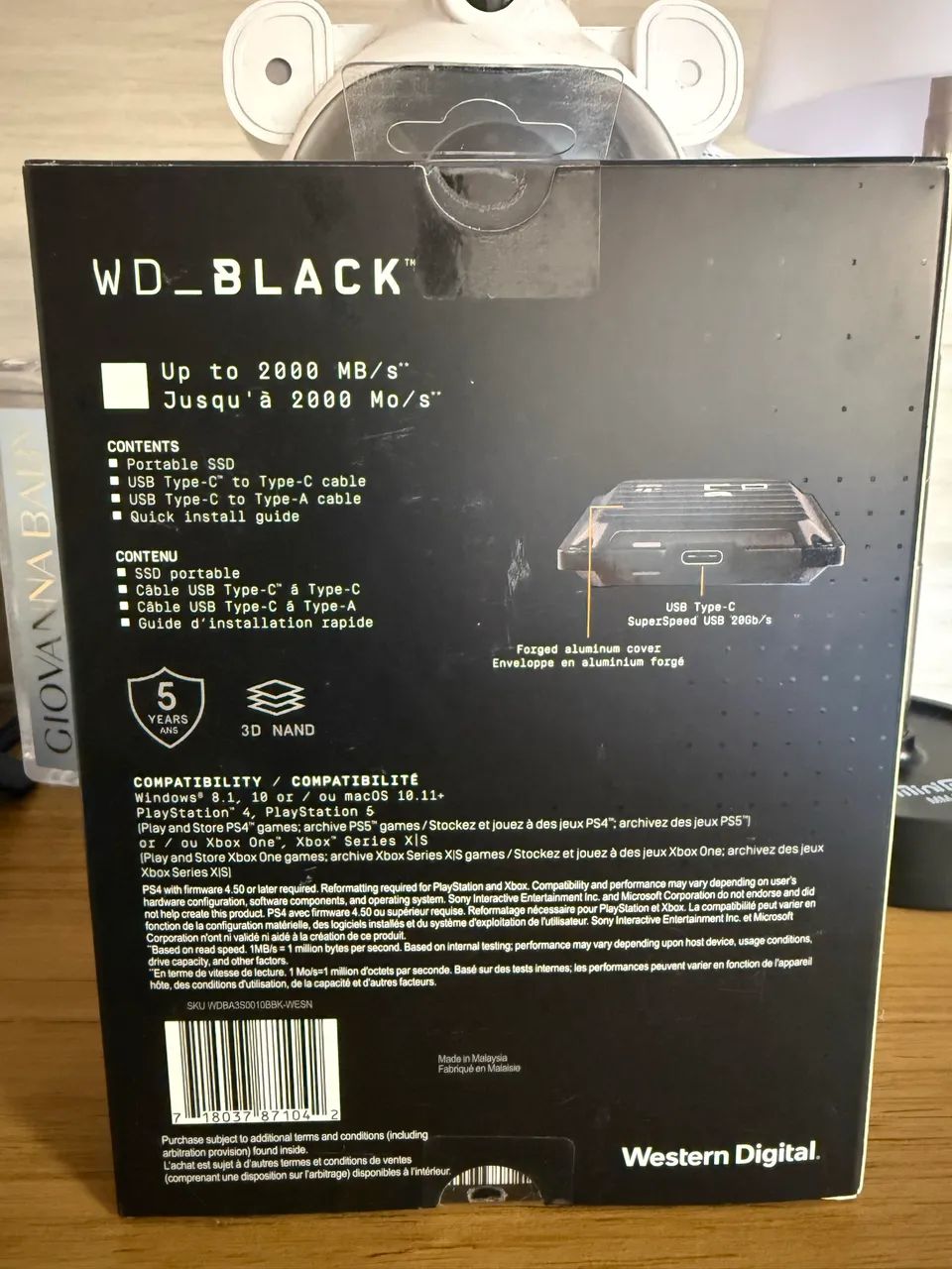 SSD EXTERNO WD BLACK P50 1TERA - Foto 2
