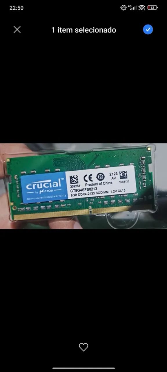 2 Memória ram DDR4 8GB.