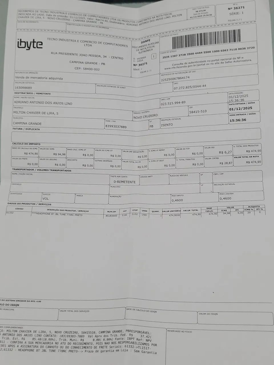 Phone JBL Original TUNE 770NC - Foto 6