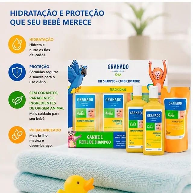 Kit Shampoo, Condicionador + Refil do Shampoo Granado de 250 ml - CM0058 - Foto 3