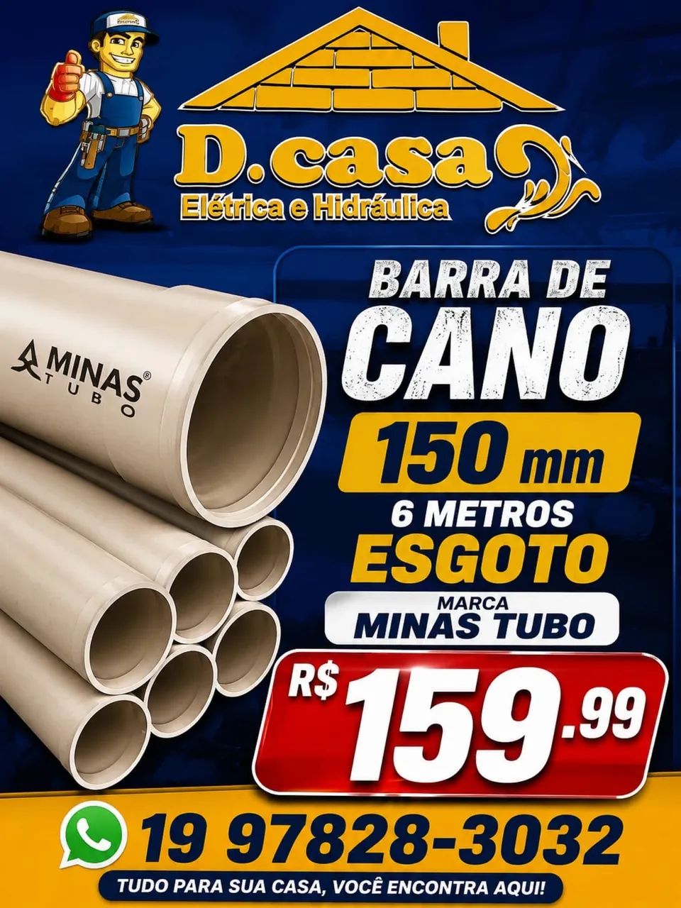 BARRA DE CANO 150 MM ESGOTO 6 METROS