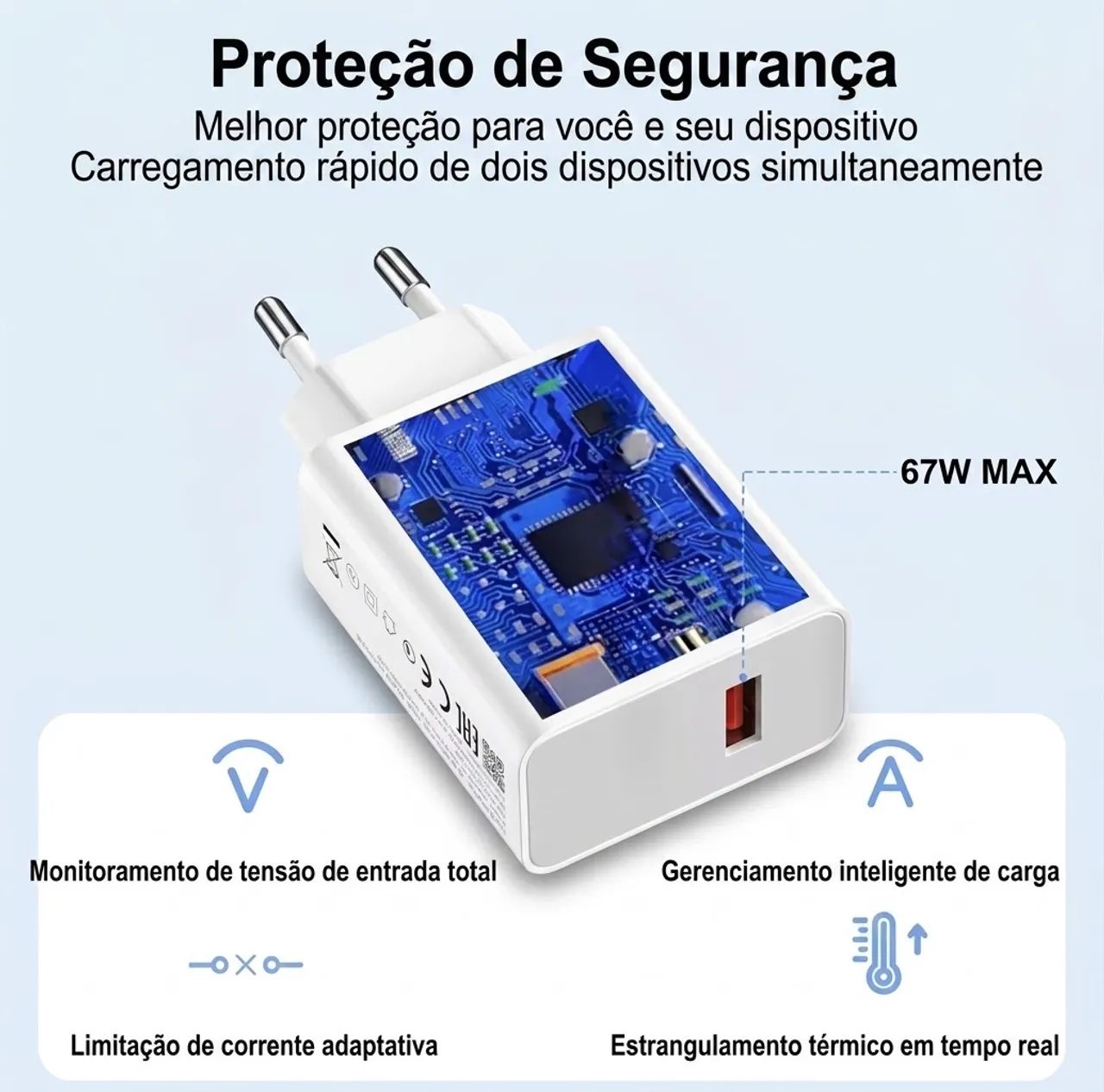 Carregador 67W Turbo + Cabo USB-C 1M | Xiaomi, Samsung, Motorola, Redmi, POCO - Foto 2