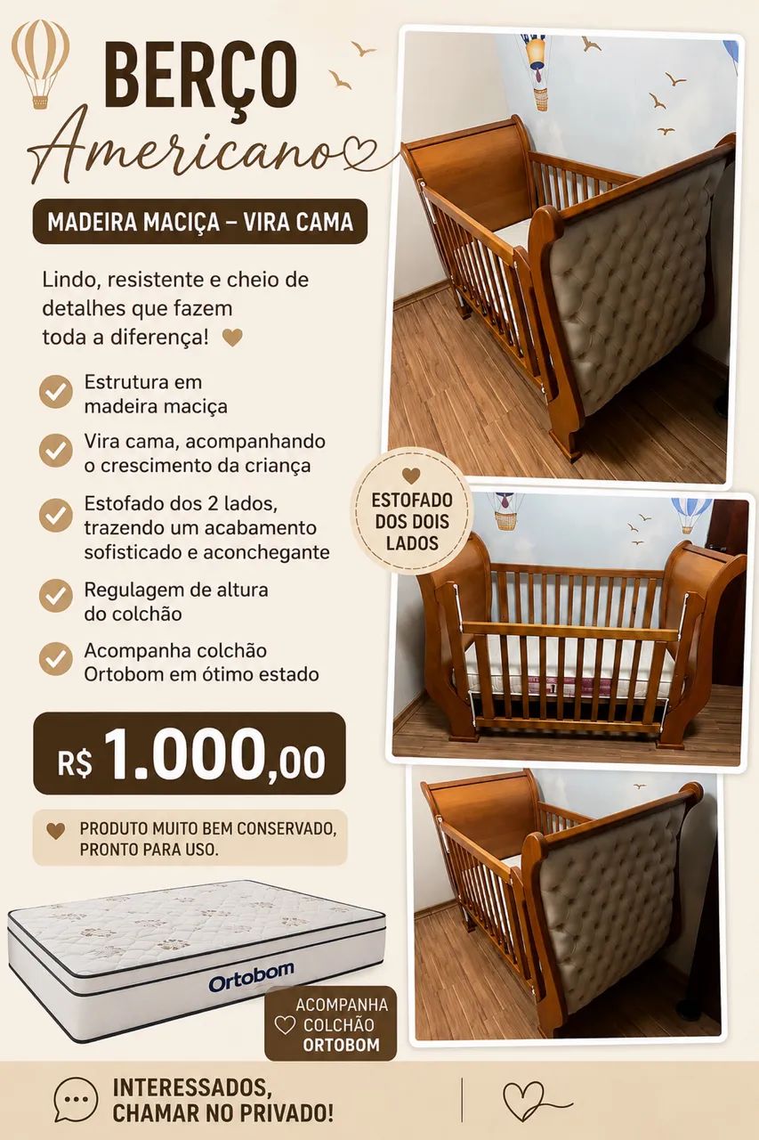Berço Americano Madeira Maciça 