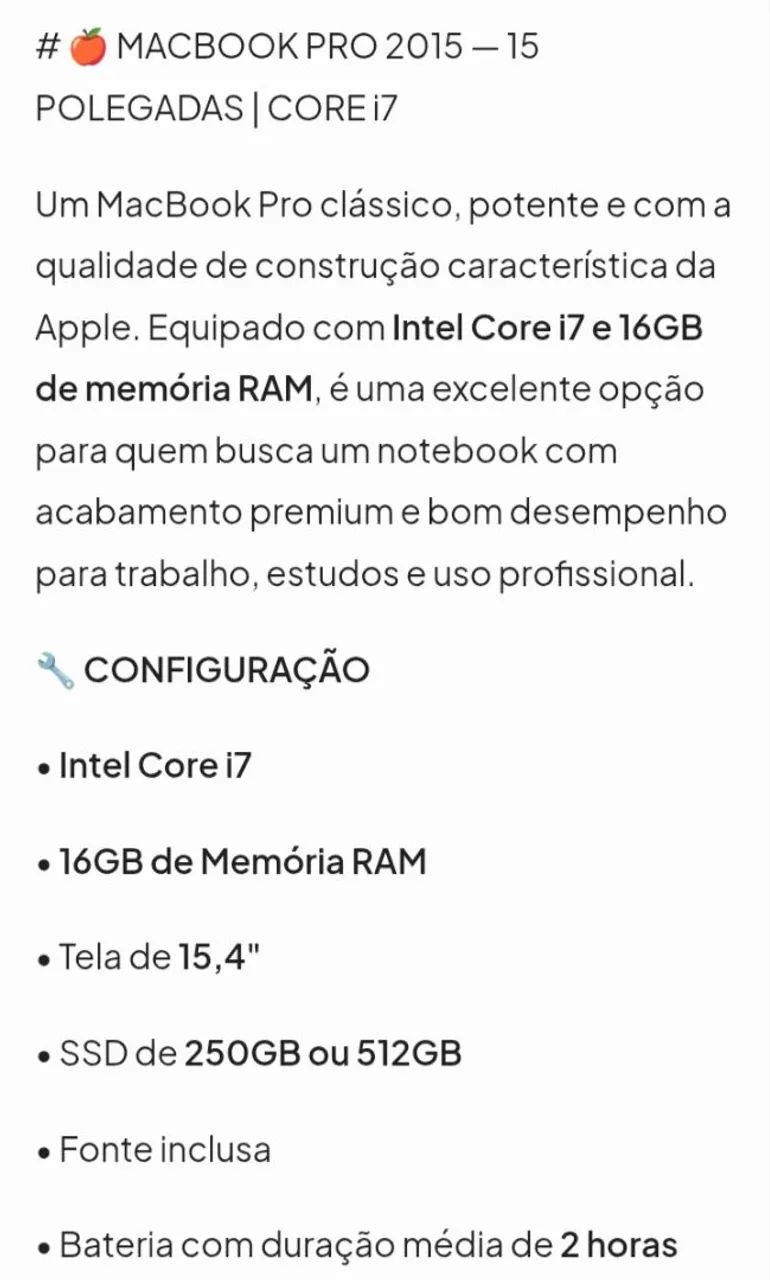 MacBook Pro 2015 i7 16gb Memória  - Foto 5