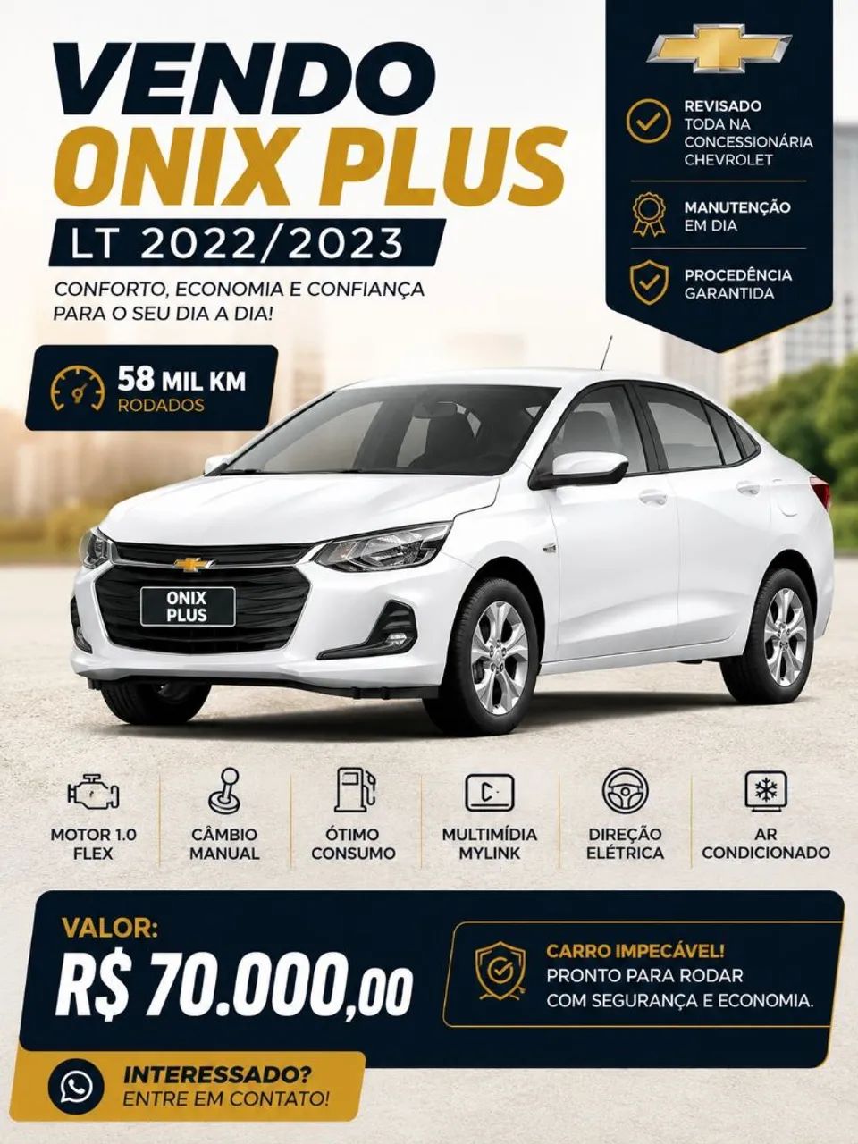 Chevrolet Onix ONIX SEDAN PLUS LT 1.0 12V FLEX 4P MEC. 2023