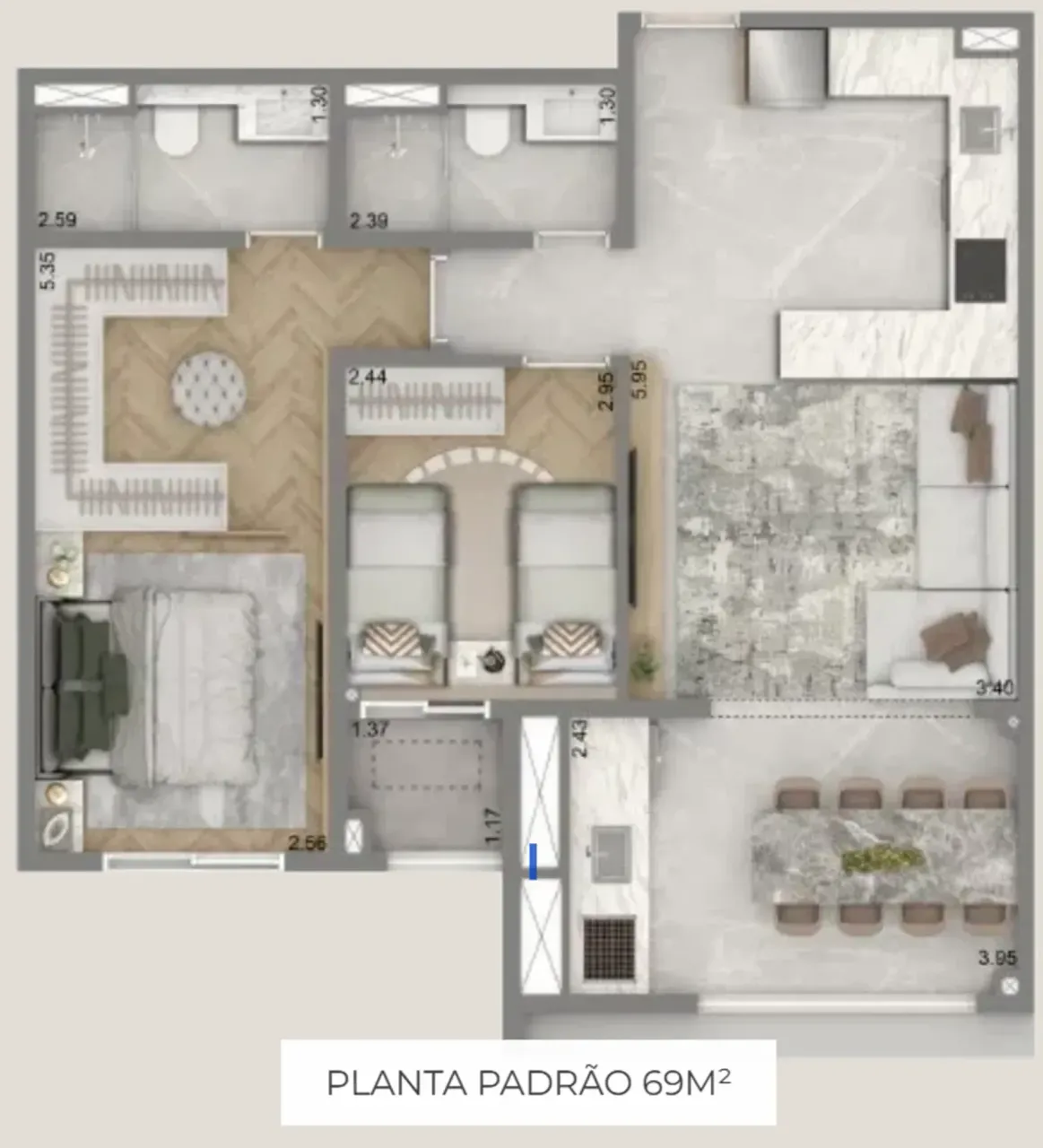 PLANTA 69m²