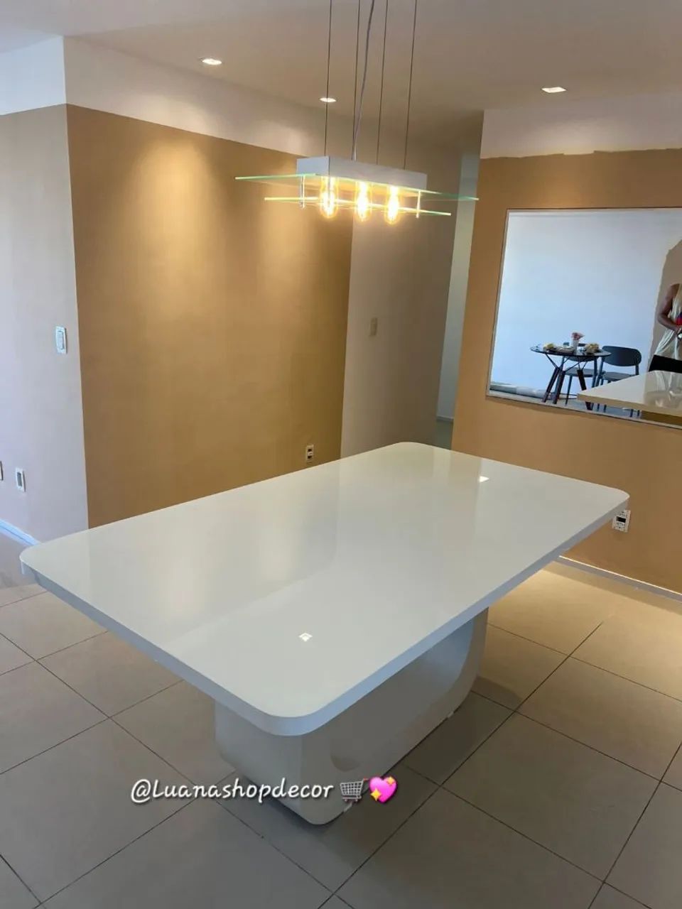 Mesa de Jantar Retangular Luxo com Vidro Laqueado Promoção  - Foto 4